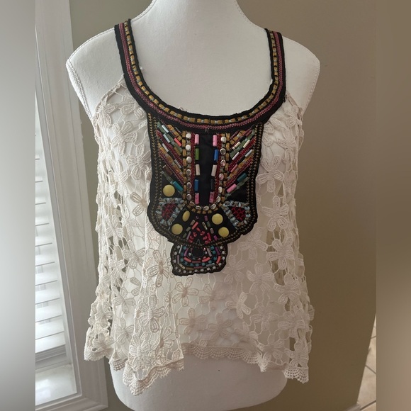 [S]Rebellion Embroidered Lace Women Top Boho Festive Floral - Picture 2 of 8